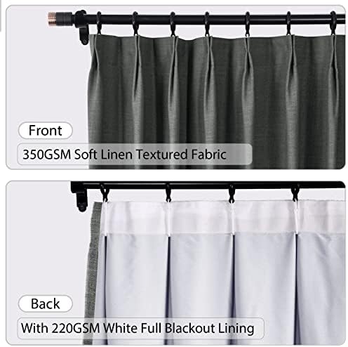 Macochico Blackout Pinch Pleat Drapes for Bedroom Thermal Insulated