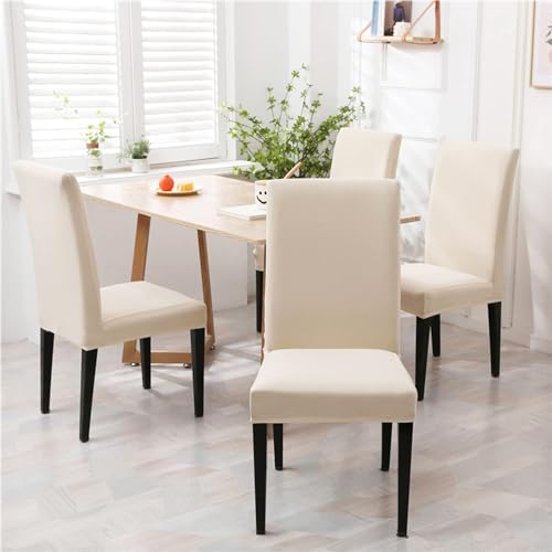 Stretch Chair Covers Slipcovers Set of 6 Off White Stretchable Dining