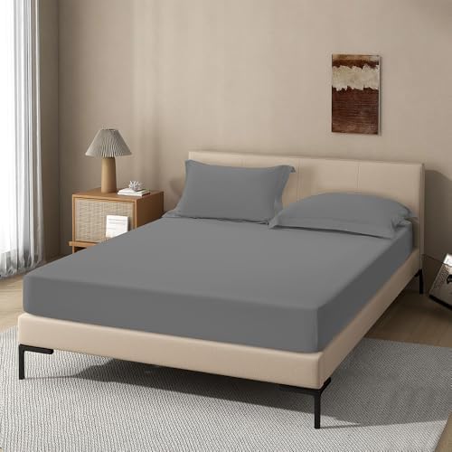 Dark Grey Fitted Sheet, King Size,Deep Pocket 18 inch