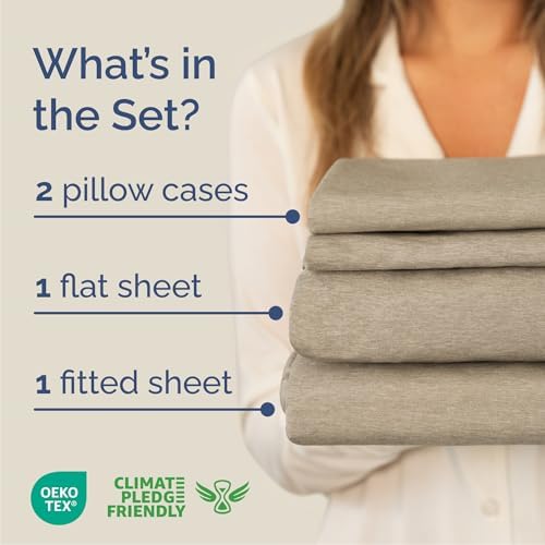 Cal King Size 4 Piece Sheet Set - Breathable & Cooling - Heathered