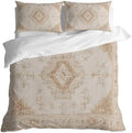 Beige Retro Art Boho Duvet Cover Set 3 Pieces with Zipper Closure