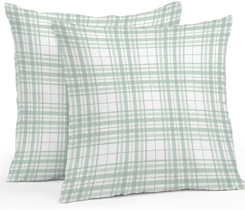18x18 Pillow Covers Set of 2, Buffalo Plaid Waterprrof Outdoor Throw