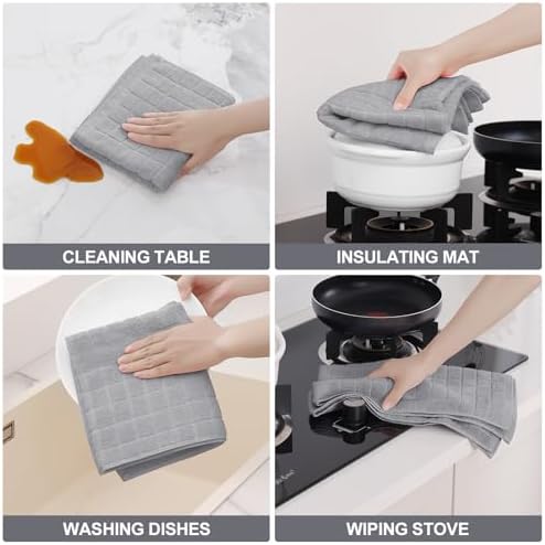 Homaxy Premium Ring Spun Cotton 390 GSM Kitchen Towels, 4 Pack, Light