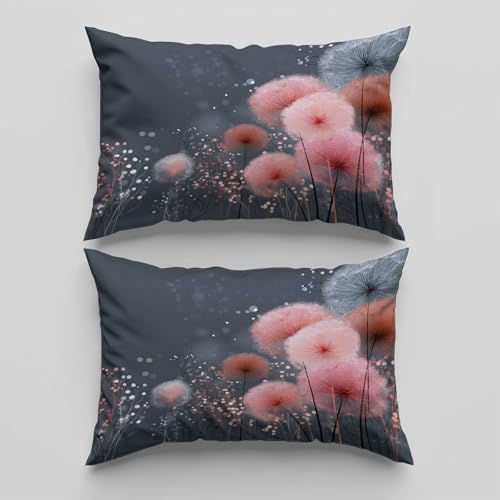 Minimalist Style Plant Dandelion Duvet Cover, Grey Microfiber Bedding