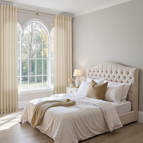 Nanspring Linen Curtains 50 x 96 Inch Long for Living Room Taupe