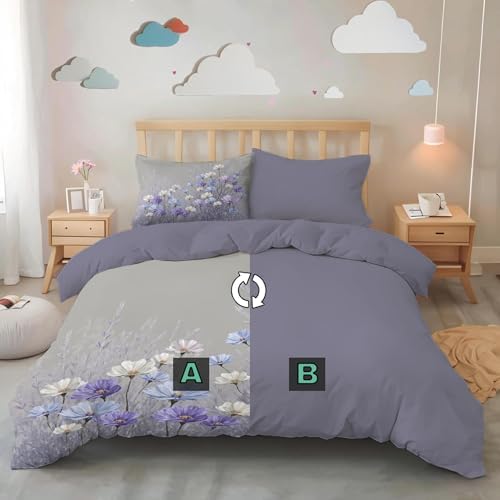 Hand-Painted Flower Cluster Duvet Cover King 3Pcs, Breathable