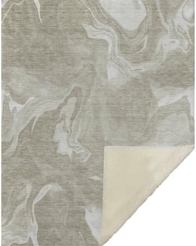 Addison Rugs ASB802 Taupe 50" x 70" Oversized Sherpa Throw Blanket