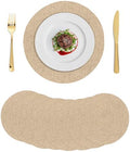 Minimalist Beige Round Braided Placemats Set of Set of 8 Heat