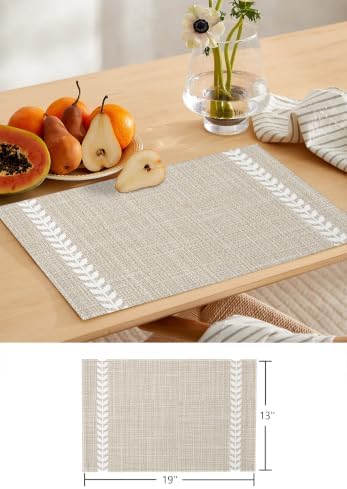 Rustic Khaki Linen Table Runner and Placemats Set of 4 Boho Farmhouse