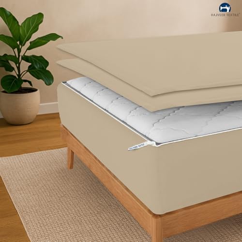 Microfiber Zip-On Fitted Sheet 18" Deep Pockets Cal-King Size Beige