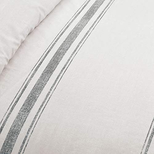 Lush Decor Farmhouse Stripe Reversible Cotton Duvet Cover Queen Size