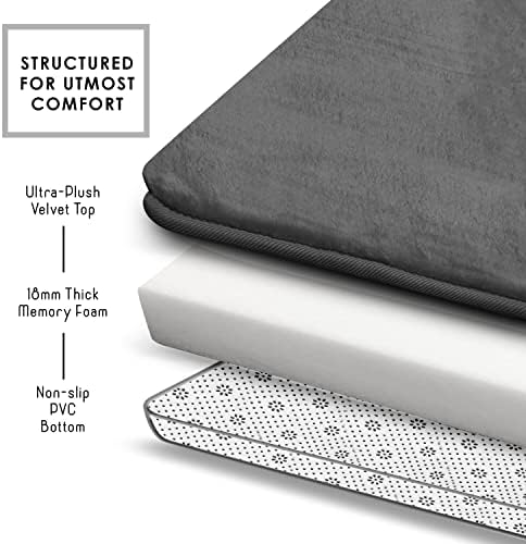 Clara Clark 2 Piece Bathroom Rugs Bath Mat Set, Velvet Memory Foam