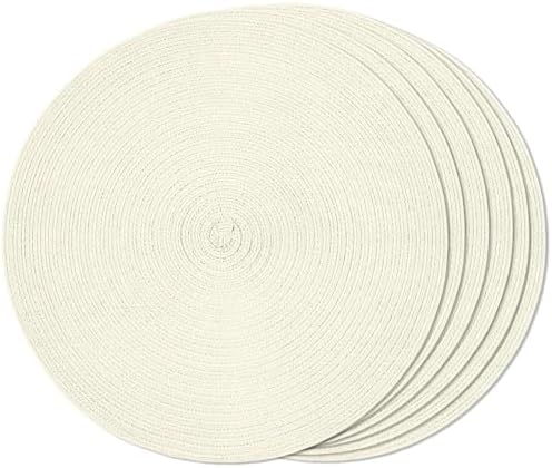 FunWheat Round Braided Placemats Set of 6 Place mats for Dining Tables