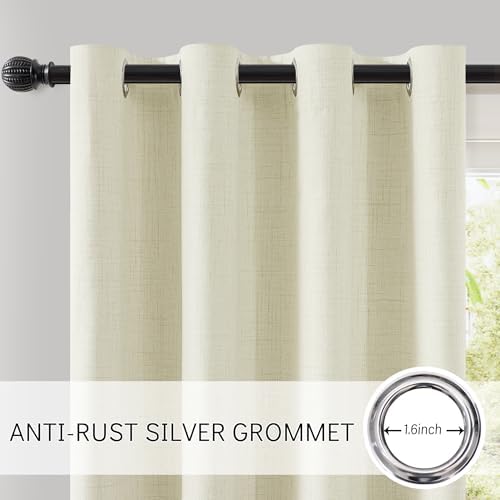 ChrisDowa 100% Blackout Curtains 84 Inch Long Linen Curtain for Living