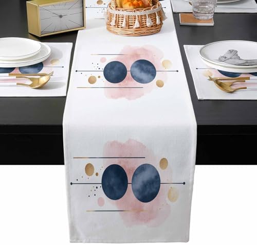 Bohemian Table Runner and Placemats Set of 4 Nordic Color Block Cotton