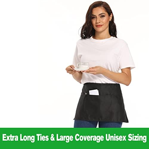 NOBONDO 12 Pack Waitress Aprons with 3 Pockets - Waist Aprons for