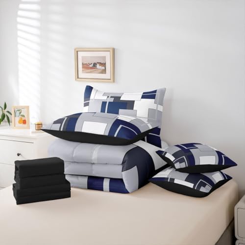 Feelyou Abstract Comforter Set Queen Size 7 Pieces Neutral Art Bedding