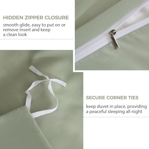 JSD Sage Green Duvet Cover Set Queen Size
