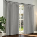 Grey Pinch Pleats 100% Blackout Window Curtains 84 Inches Long 2