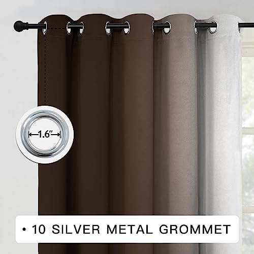 COSVIYA Curtains & Drapes Grommet Ombre Brown Curtains W62 x L96 Inch