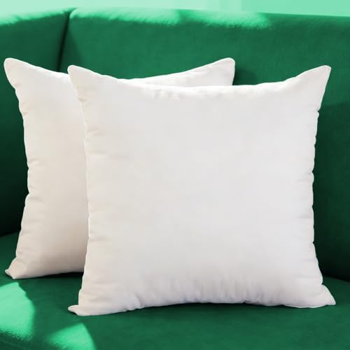 Extra Thick and Full Set of 2 Plump Cotton Fabric Throw Pillow