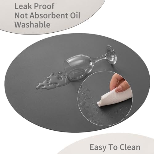 Myir JUN 15 Inches Round Placemats Set of 6 Faux Leather Place Mats