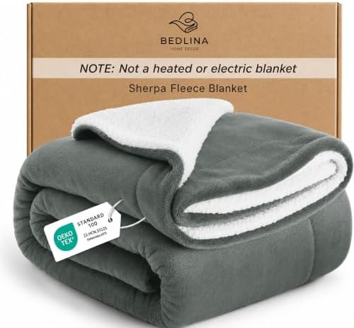 Twin Sherpa Blanket 60x80 Guest Bedroom Grey