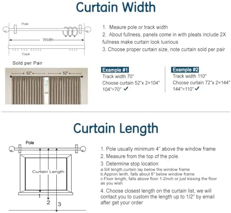 LETAU Grey Curtains 108 inches Long, Pinch Pleated 100% Privacy