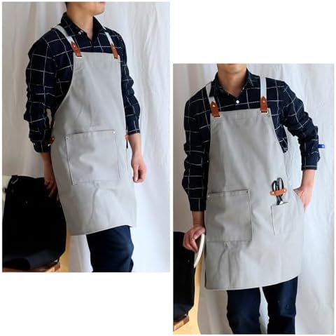 Canvas Aprons for Men Women with Pockets Adjustable Strap Chef Aprons