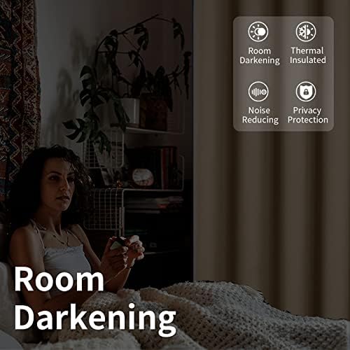 BGment Beige Sliding Door Curtain 108 Inch Long - Wide Room Darkening