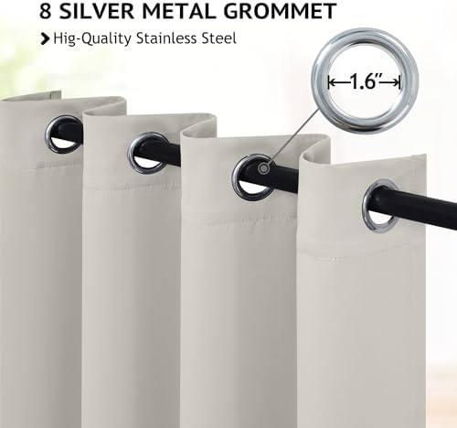 COSVIYA Grommet Room Darkening Cream Beige Curtains 84 inch for