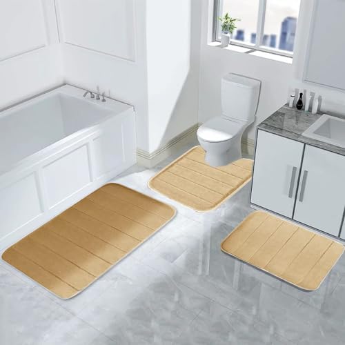 Foam Bath Mat Set Bathroom Rug Set 3 Piece Nonslip Toilet Rugs U