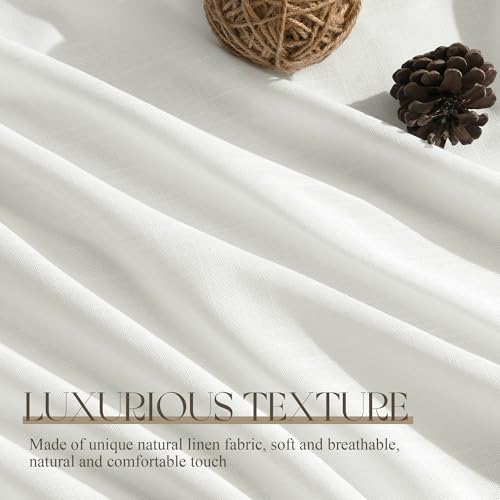 Jowels Ivory Linen Curtains 108 Inch Long 2 Panels for Living Room