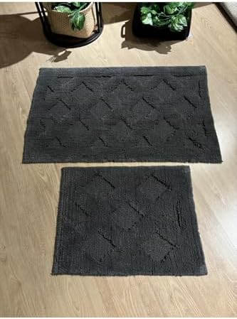 Bath Mat Set 2 Piece Cotton 60x100cm Non-Slip Absorbent Bathroom Rugs