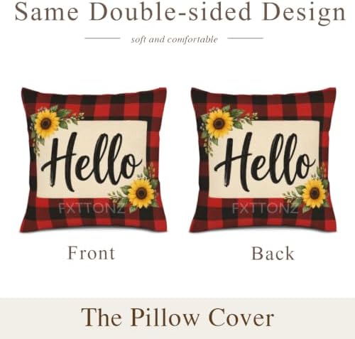 Plaid Decor Pillow Covers 22x22 Inch Set of 2 Linen for Farmhouse