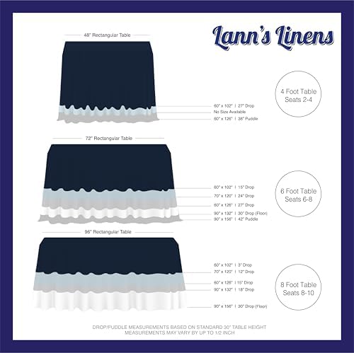 Lann's Linens 5 Pack 60 x 126 Inch Rectangular Tablecloth, Washable