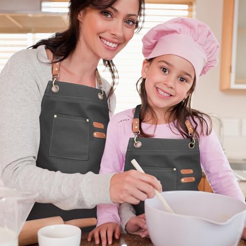 Unisex Aprons with Large Pockets,Cotton Canvas Cross Back Heavy Duty