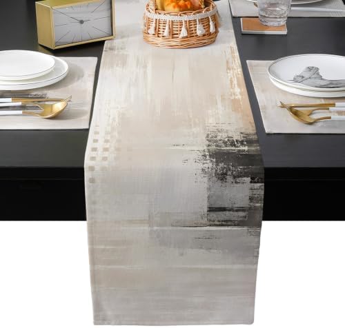 Brown Black Abstract Table Mats Set of 6 with Table Runner 90 Inches