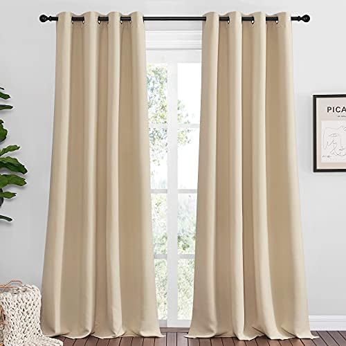 NICETOWN Bedroom Room Darkening Curtains 1 Pair 55 x 108-in Biscotti
