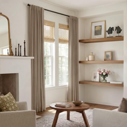 INOVADAY 100% Blackout Linen Curtains for Bedroom 50x96 Inches Taupe
