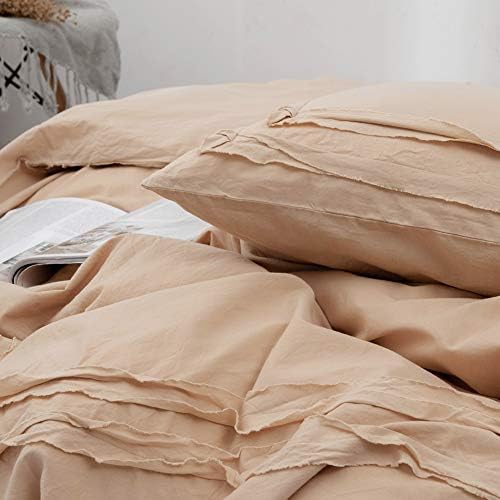Super Soft Duvet Cover Queen Size - Washed Cotton 3 Pieces Bedding Set
