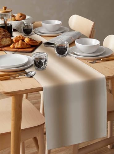 Khaki Ombre Cotton Linen Table Runner - 90 Inch Long, Brown Gradient