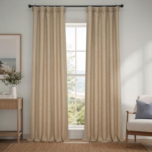 Faux Linen Curtains for Living Room (1 Panel) - 50W X 96L, Nomad Tan