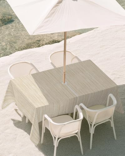 Minimalist Light Beige Tablecloth 60x84 Inch,Waterproof Rectangle