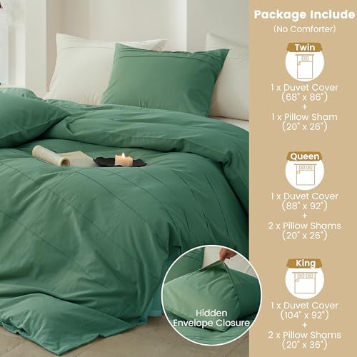 BISELINA 100% Washed Cotton Duvet Cover Set – Soft & Cozy Summer
