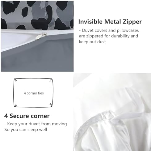 Microfiber 3pcs Abstract Style Spot Pattern Duvet Cover Sets, Grey