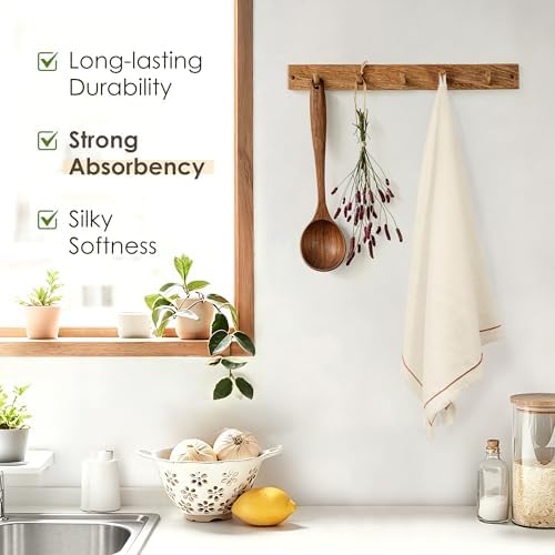 Linen World Dish Towels Set of 4, 20 x 28 Inch Linen Blend Kitchen