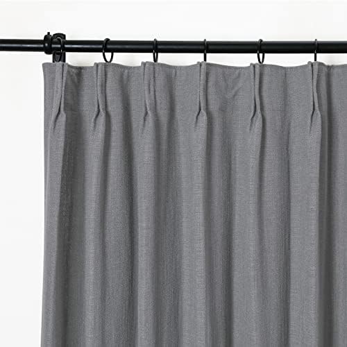 ChadMade Heavyweight Thick Linen Drape 50Wx108L Gray Double Pinch