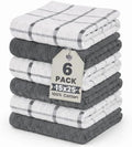 GOLD TEXTILES Kitchen Towels 6 Pack, Waffle Weave Cotton, 15x25in
