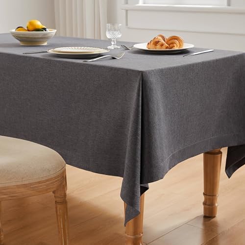 ZeeMart Linen Textured Rectangle Table Cloth, 60x120 Inch Charcoal